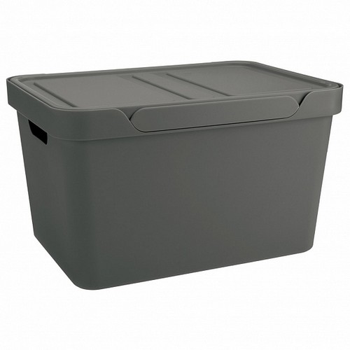 Ящик универсальный с крышкой "LUXE" 380х276х220мм, 18л (серый) (то)