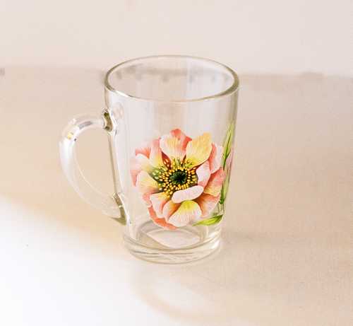 Кружка для чая 300 Капучино "Акварельные цветы"