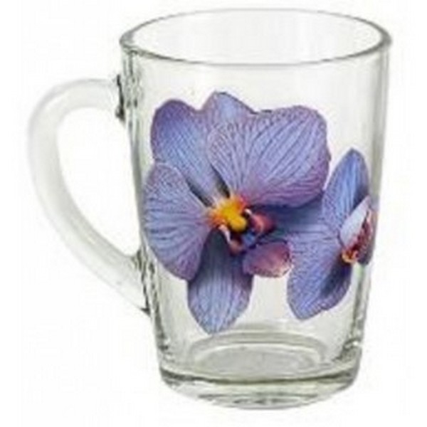 Кружка  300 мл "Капучино"  Орхидея синяя