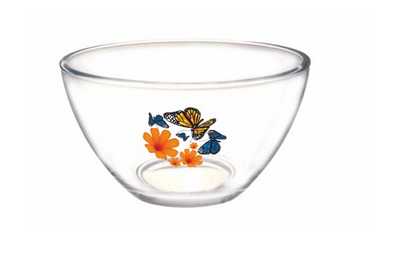 Салатник "Гладкий"  средний Бабочки и оранжевые цветы