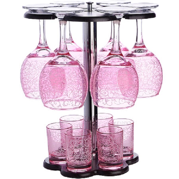 Мини-Бар 12пр. арт.1501-Н5Г "Лиана" (Розовый) (6фужеров+6 стаканов)