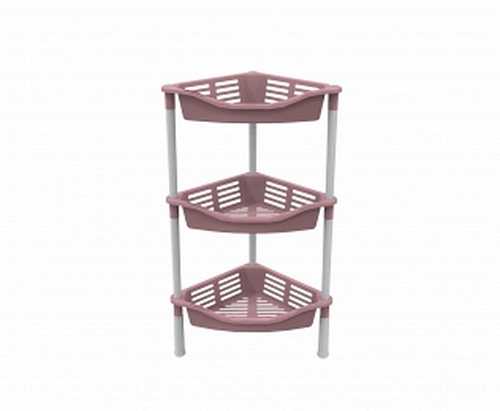 Этажерка угловая с корзинками Krita  3-х секц (коралл) (то)