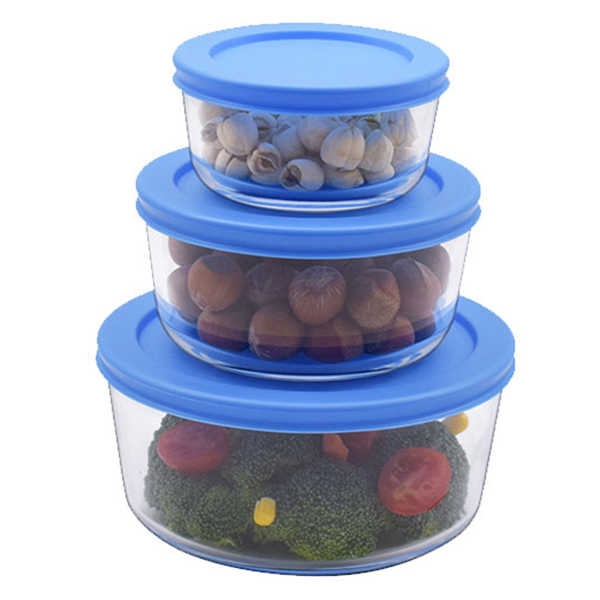 Набор контейнеров стекл круг 3пр голуб ТМ Appetite