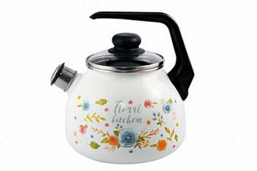 Чайник эмал 3,0л со свистком Floral kitchen ТМ Appetite