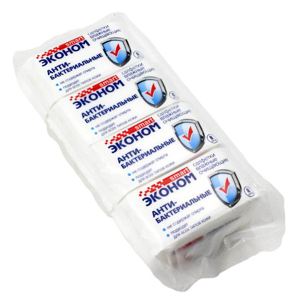 Салфетки влажные Эконом smart №8*8 а/б оч., упак