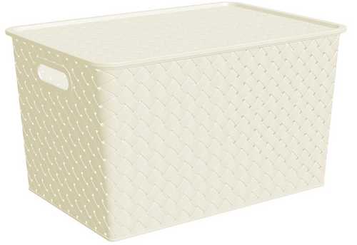 Корзинка "Береста" 14л 350х245х205мм с крышкой (слоновая кость)