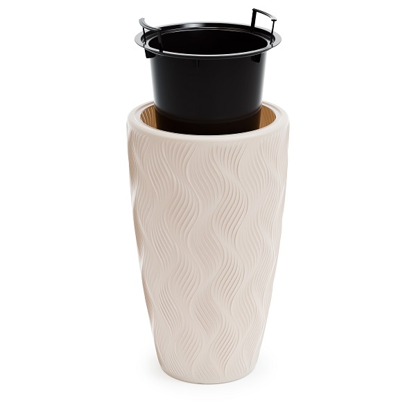 Кашпо "Флэйм" 10/42л (со вставкой) (св.бежевый)