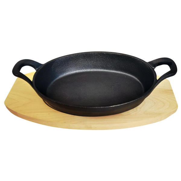 Сковорода порц чугун 20,5 см овал  с 2руч на подставке MY REAL IRON COOK