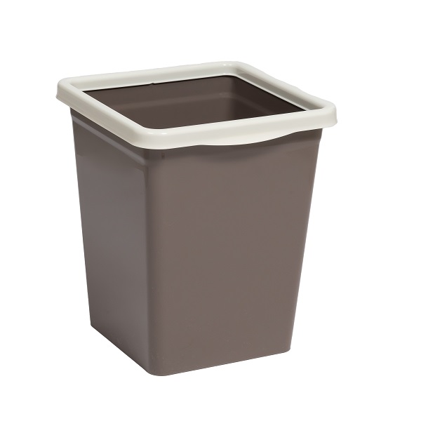 Ведро для мусора с фиксатором 8,5л квадратное (шоколад/слон.кость) (то)