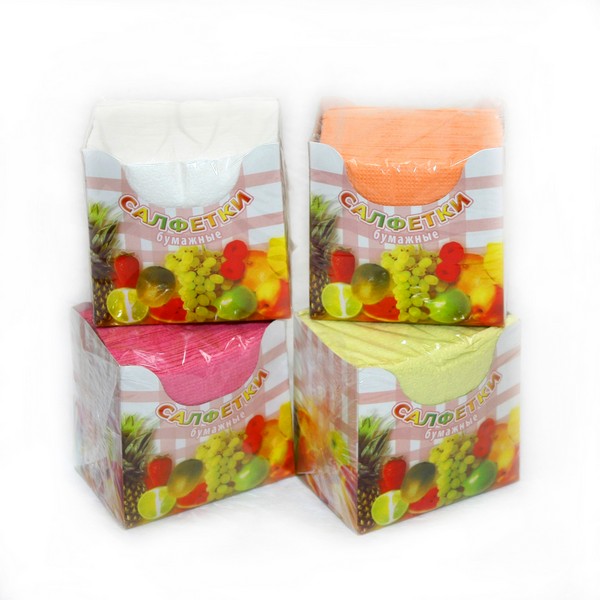 Салфетки "ЛЕПОТА"  в спендере 100 листов цвета в ассортименте