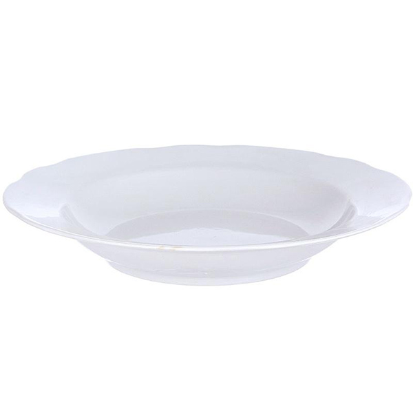 Тарелка глубокая диам. 240 мм Вырезной край Белая (фарфор)  Тарелка глубокая диам. 240 мм Вырезной край Белая (фарфор)