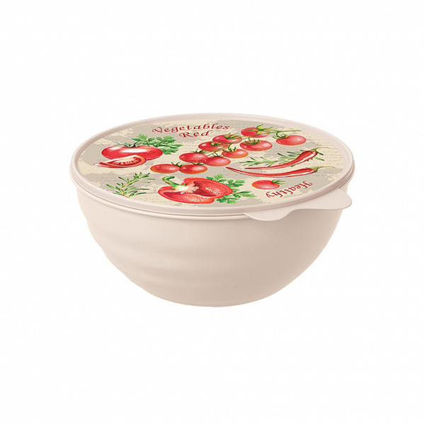 Миска с крышкой с декором WAVE 1,55л (бежевый)(то)