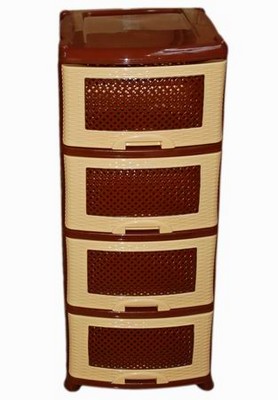 Комод 4-х секц без деко ПЛЕТЕНКА беж/кор 39х47х95см