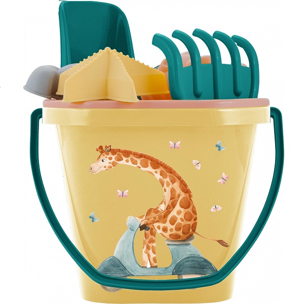 Набор песочный Lalababy Me Busy Animals (ведерко, сито, совочек, грабельки, 4 формочки) (то) (чз)