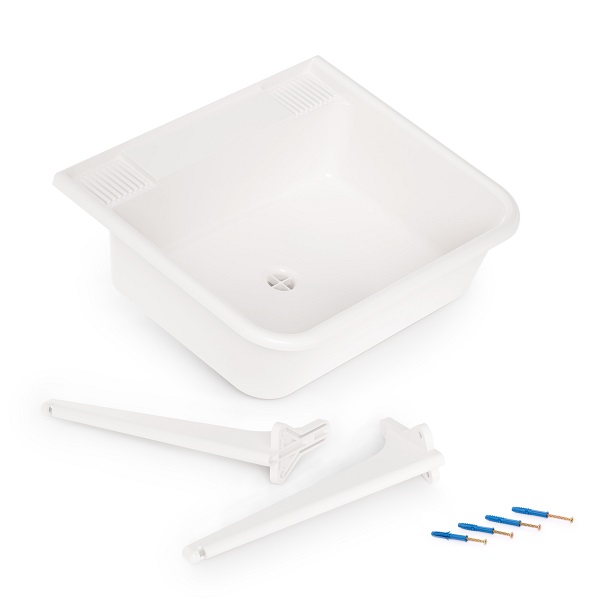 Раковина для сада пластиковая (с кронштейном)(белый)(то)