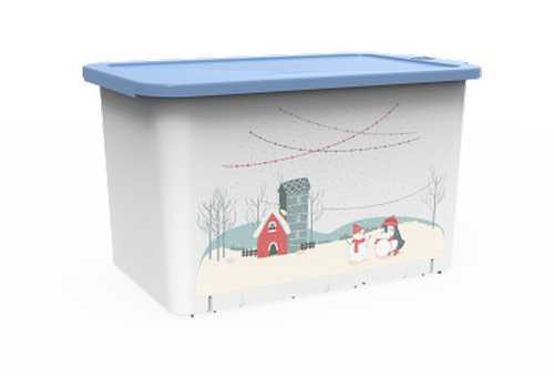 Емкость с крышкой "Christmas" (васильковый) 409х255х235мм(то)