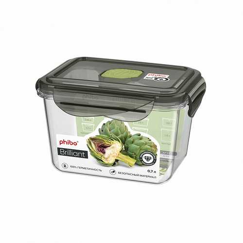 Контейнер для продуктов герметичный с клапаном "BRILLIANT" прямоугольный 0,7л (то)