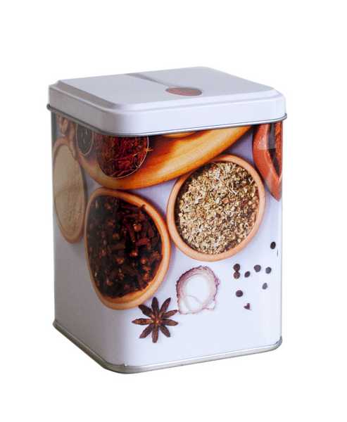 Банка для хранения сыпучих продуктов 80*80*100мм (металл)