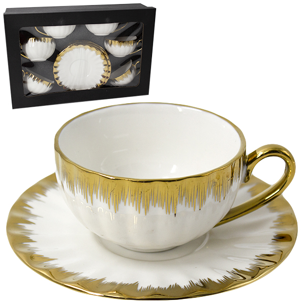 Набор чайный керамический на 6 персон (чашки 200мл с блюдцами)