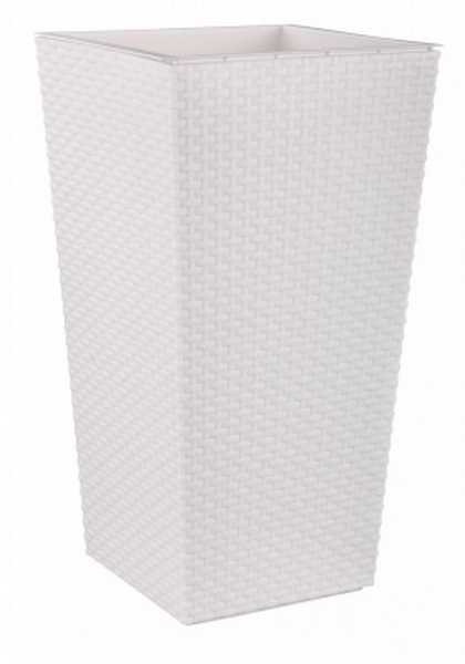 Кашпо напольное "Ротанг" 27л/47л со вставкой (белый) (то)