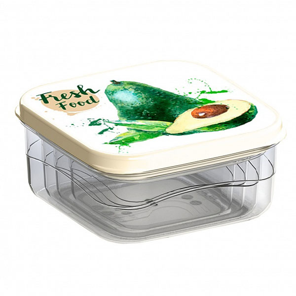 Комплект контейнеров для продуктов с декором 4шт., 0,3л + 0,45л + 0,65л +1л св.серый