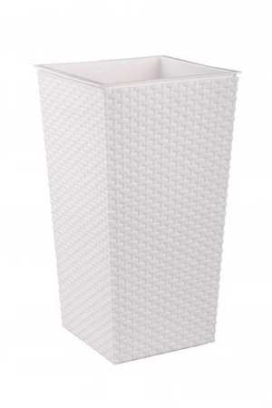 Кашпо напольное "Ротанг" 20л/28л со вставкой (белый)(то)