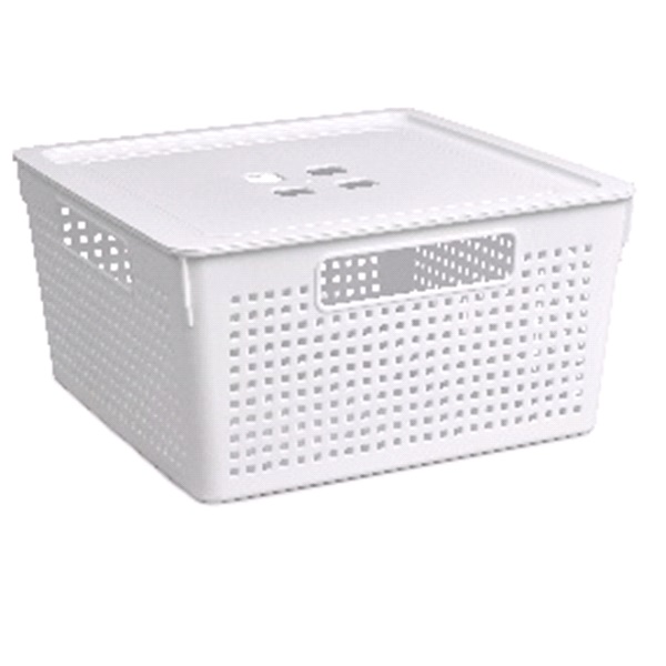 Коробка "Лофт" 11л с крышкой квадр.(белый)  (то)