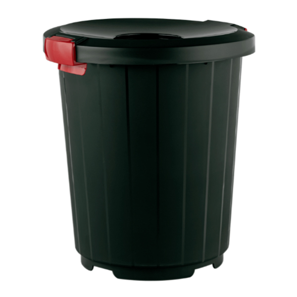 Бак 105л с крышкой воронкой на колесах (т.зеленый)