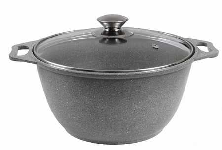 Кастрюля 3л со стеклянной крышкой, АП (светлый мрамор)