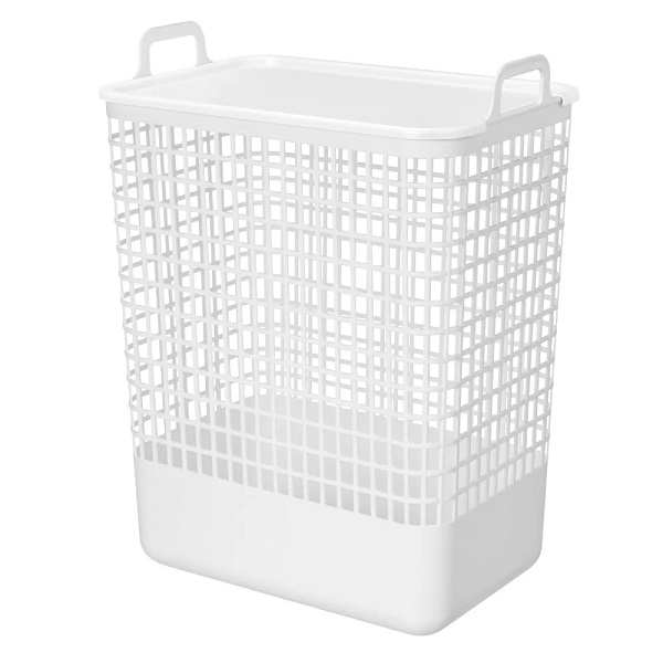 Корзина для белья 35л "KOBO" 380х252х500мм с крыш. (белый)