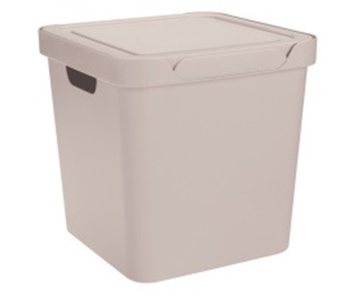 Ящик универсальный с крышкой "LUXE" 286х286х286мм 18л (светло-бежевый) (то)