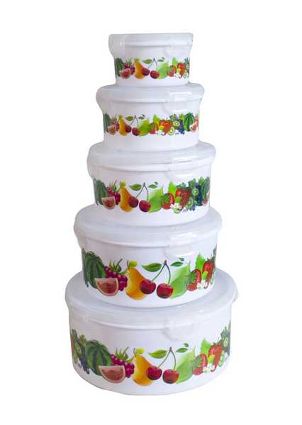 Контейнер круглый, с защелками, набор 5шт