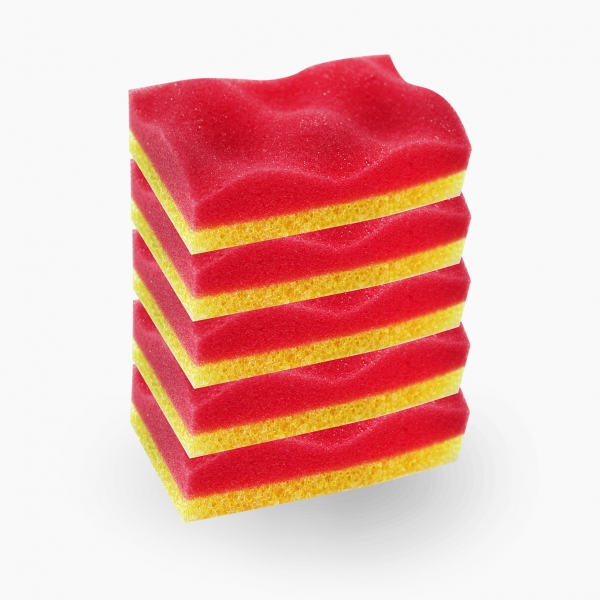 Губка для деликатной уборки с массажным слоем 5 шт  (92х60х35 мм)