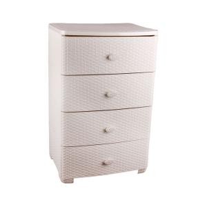 Комод 4-х секционный широкий "Плетенка" (слон.кость)(то)