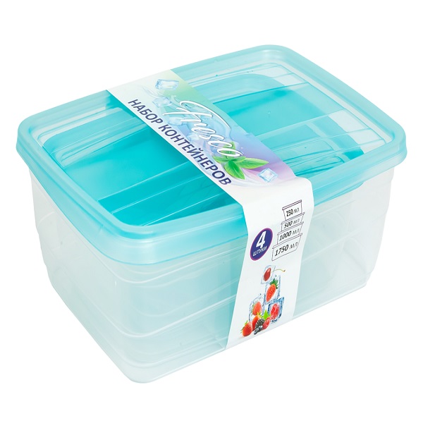 Набор контейнеров 4 в 1 Fresco 250,500,1000,1750мл (Бриз) (то)