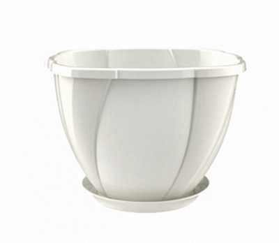 Кашпо Gloria 0.5 л с поддоном (снежно-белый)(то)