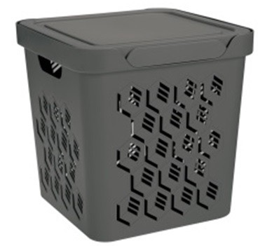 Ящик универсальный с крышкой "DELUXE" 286х286х286мм 18л (серый) (то)