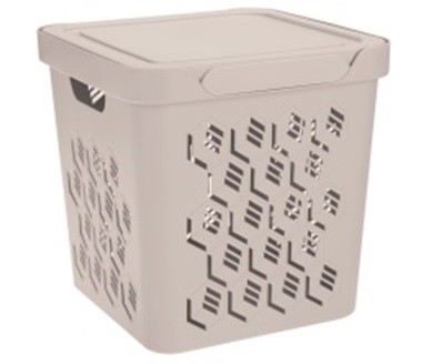 Ящик универсальный с крышкой "DELUXE" 286х286х286мм 18л (светло-бежевый) (то)