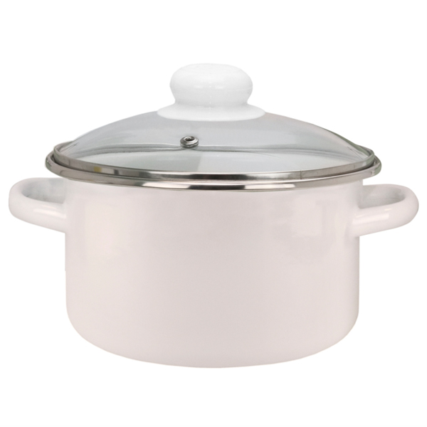 Кастрюля эмал цил бисквит 3,0л стекл/кр мет/об