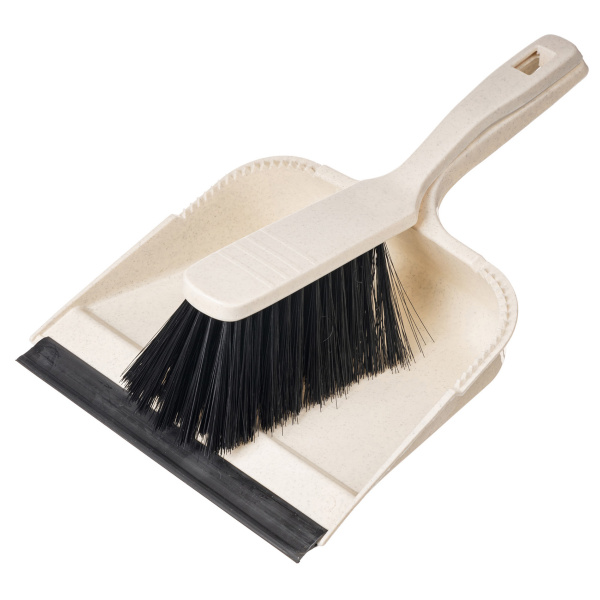 Комплект щетка-сметка "Malta" с квадратным совком с кромкой (бежевый флэк)