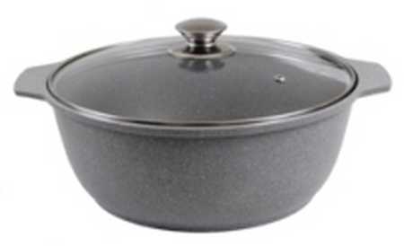 Кастрюля-жаровня 4л со стеклянной крышкой, АП (светлый мрамор)