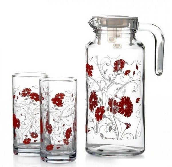 Набор для напитков: кувшин + 4 стакана SERENADE (красный)