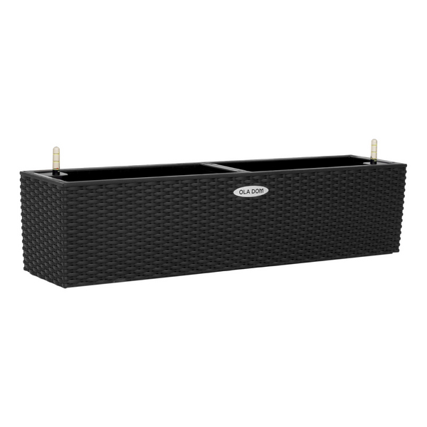 Кашпо прямоугольное RATTAN 12литров OLA DOM (антрацит)