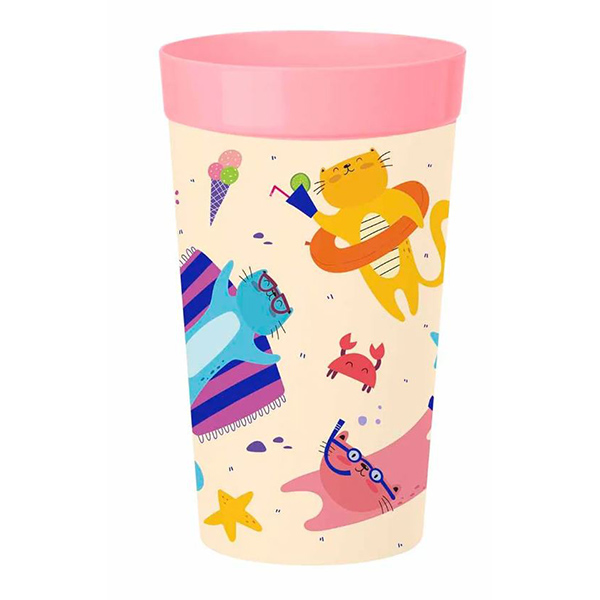 Стакан детский с декором 380мл (розовый) (то)
