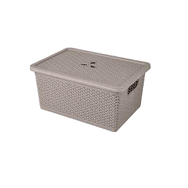 Корзина универсальная "Wenge" прямоугольная 15л, 398х273х177мм с крышкой (серый)