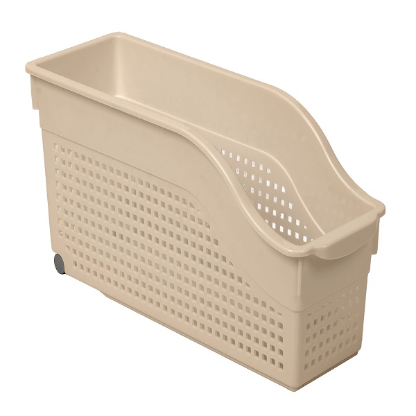 Контейнер "Лофт" хозяйственный на колесах узкий 355х130х170мм (латте)  (то)