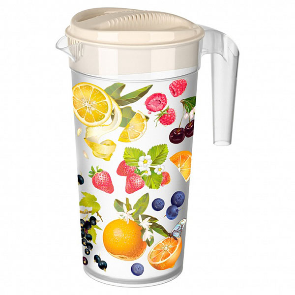 Кувшин с крышкой и с декором 1,5л (зеленый)(то)