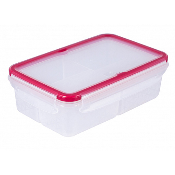 Контейнер для СВЧ 1л "ЭКСТРА ЛОК" с раздел. (красный) (то)