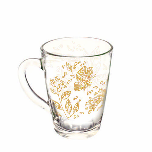 Кружка  300 мл "Капучино" Бабочки золотые круговая