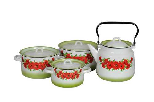 Набор №142/1  4пр. (1,5л.+2,9л.+3,9л.+чайн.3,5л.) Восточный Мак